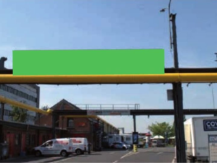 Beispielfoto: LED-Screen groß, die grüne Fläche zeigt die Position